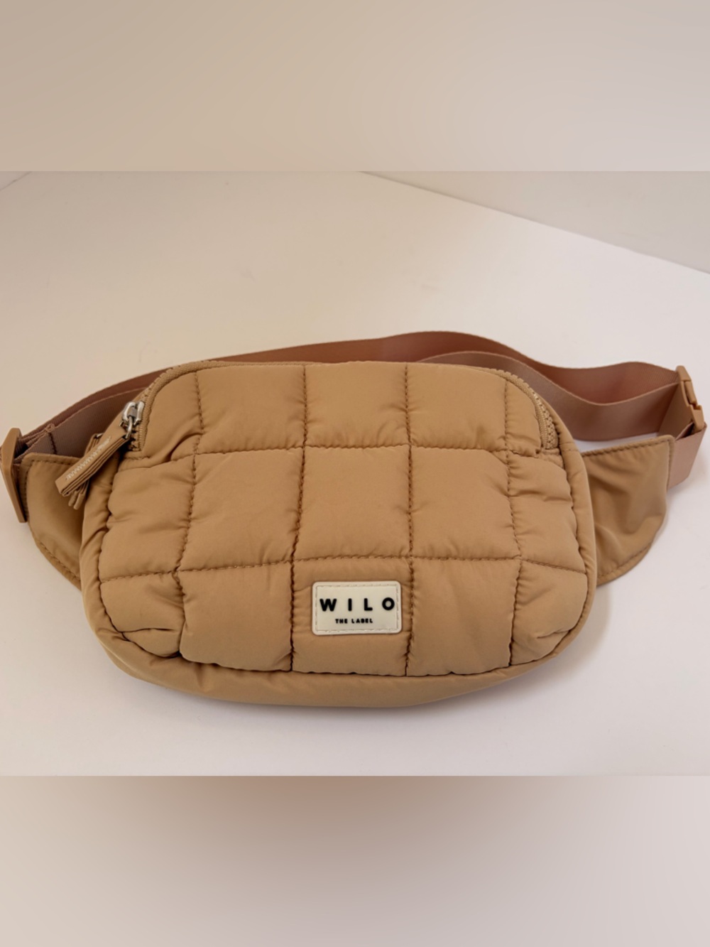 Wilo Tan Quilted Belt Bag with Adjustable Strap